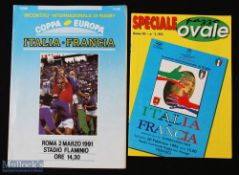 Scarce Italy v France Rugby Programmes (2): From the 'Coppa Europa' Tournament, issues from Rome