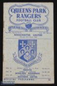 1953/54 Queens Park Rangers v Manchester Utd. programme 29 March 1954 (Reg Allen testimonial); has