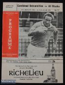 1970 Combined Univs v All Blacks Rugby Programme: Less common official Newlands, Cape Town issue.