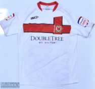 MK Dons 2011/12 Baldock No 18 (Multi-Signed) match issue home football shirt autographed by the