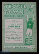 1954/55 Yeovil Town v Tottenham Hotspur football programme floodlight fixture 8th Mar name changes