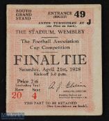 Ticket: 1928 FAC final match ticket; good. (1)
