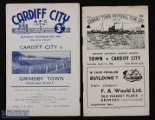 1949/50 Grimsby Town v Cardiff City Div. 2 match programme 1st April plus return match at Cardiff 26