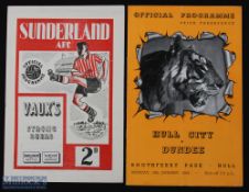 1952/53 Sunderland v Dundee football programme floodlight opening date Dec 10, no staples, light