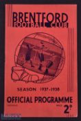 Pre-war 1937/38 Brentford v Grimsby Town Div. 1 match programme 2 April 1938; slight crease, o/
