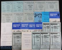 Collection of Brentwood & Warley FC home programmes 1952/53 La Baule (friendly) + Dagenham double