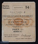 Ticket: 1925 FAC final match ticket, Entrance 54; edge tear. (1)