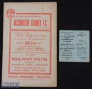 1960/61 Accrington Stanley v Preston NE FAC 3rd round replay match programme 9 January 1961; plus