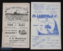 1949/50 Grimsby Town v Bury Div. 2 programme + return match at Bury 12 November 1949; fair. (2)