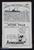 1946/47 Grimsby Town v Aston Villa Div. 1 match programme 7 December 1946, good; Aston Villa v
