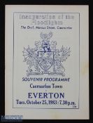 1983/84 Caernarfon Town v Everton football programme floodlight fixture 25 Oct, G clean condition
