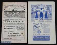 1949/50 Grimsby Town v Coventry City Div. 2 programme + return match at Coventry Xmas Eve 1949;