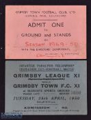 Tickets: 1949/50 Grimsby League XI v Grimsby Town at Sleight's Sports Ground, Peakes Lane, Grimsby