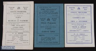 Selection of programmes to include Cambridge Town v 1947/48 Harrow Town, 1949/50 v Huntley & Palmers