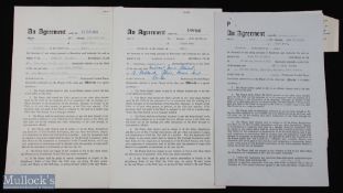 3x Early Charlton Athletic Football Contracts featuring David Stocks 1962, Michael Stewart 1957