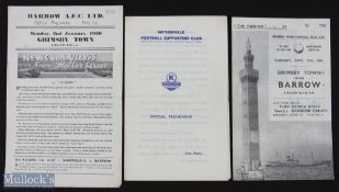 1955/56 Grimsby Town away at Netherfield (FAC), v Barrow (away) single sheet, v Barrow (home);