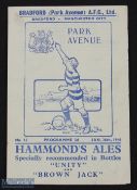 1945/46 Bradford Park Avenue v Manchester City FAC match programme 26 January 1946; fair/good. (1)