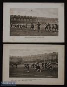 1905 Rugby Action Postcards at Queen's Club (2): Slightly marked but lovely 1905(?) pair of