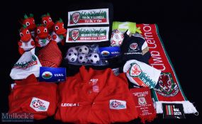 Wales FA National Team Football Collectables a box of mixed items to includes Wales Welsh dragon,