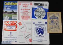 Manchester United away football programme selection (7) to incl 53/54 Millwall, 80/81 Horwich R.M.