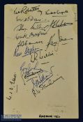 Rare 1951/2 SA Springbok Rugby Tour Autograph Book Pages: From the 'Grand Slam' tour, their test and