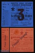 1931 & 1939 Wales v Scotland Rugby Tickets (2): Orange & dark blue respectively, neat stiff card