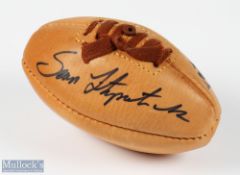 Signed Mini Rugby Ball: Lovely Gilbert Match leather mini rugby ball signed by opposing Lions and