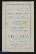Scarce 1950 friendly match Bridport v Chelsea 2 May 1950, 4 pager, age wear, fair condition. (1)