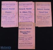 Selection of Dulwich Hamlet FC pre-war season 1938/39 v Clapton, St. Albans City, Tufnell Park,