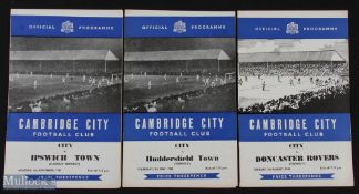 Selection of Cambridge City home programmes for friendly matches 1961/62 Ipswich Town,