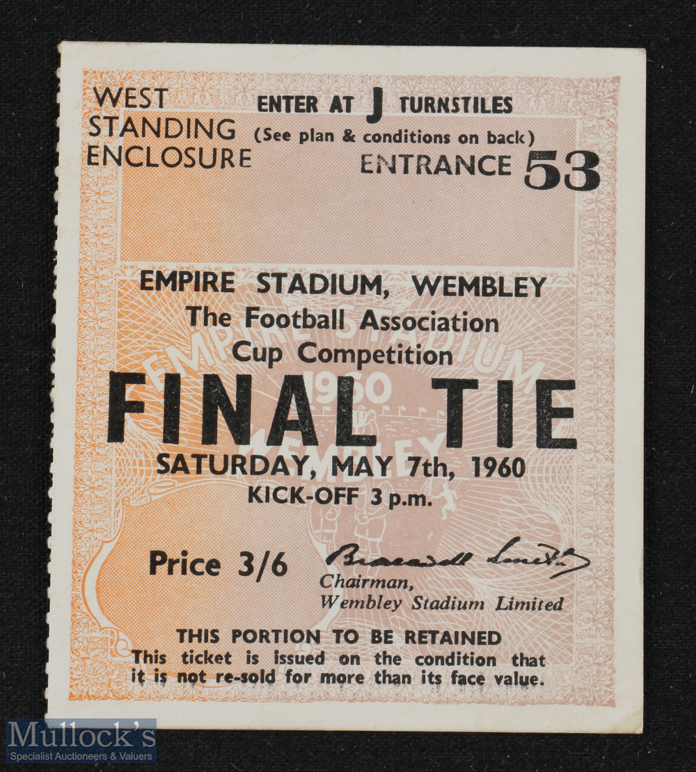 Ticket: 1960 FAC final match ticket; good. (1)