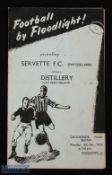 1953/54 Servette FC (Switzerland) v Distillery (Northern Ireland) football programme floodlight date