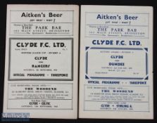 1953/54 Clyde v Dundee Div. 'A' programme 2nd January 1954; 1954/55 Clyde v Rangers Scottish