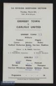 1954/55 Grimsby Town v Carlisle Utd Div. 3 match programme Tuesday 8 March 1955, 4.15pm kick-off,