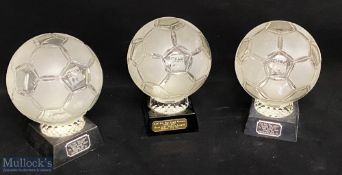 Wales Welsh Glass Football Shaped Trophies fair players awards to include 2016/17 Welsh national