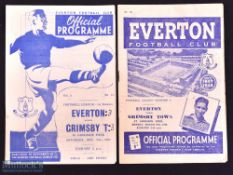Everton v Grimsby Town 1946/47, 1947/48 Div. 1 match programmes, fair/good. (2)