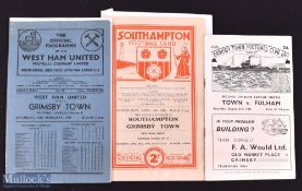 1948/49 Grimsby Town v Fulham, Southampton v Grimsby Town, WHU v Grimsby Town Div. 2 league match