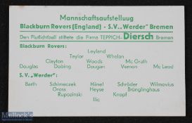 1959/60 SV Werder Bremen v Blackburn Rovers match card 4