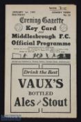 1946/47 Middlesbrough v Grimsby Town Div. 1 match programme New Years Day 1947, fold out type, score