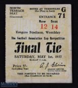 Ticket: 1937 FAC final match ticket; slight crease. (1)