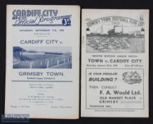 1948/49 Grimsby Town v Cardiff City Div. 2 match programme 22 January 1949, reverse fixture