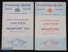 1953/54 Cambridge Utd v Bradford Park Avenue (FAC match programme 12 December 1953; Cambridge Utd