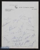 1968 Springboks 2nd Test Autographs: On Hotel Elizabeth notepaper, 2nd Test v British & I Lions,