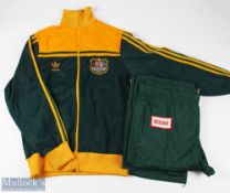 1984 Australian Rugby Tour of the UK Full Tracksuit: Great XL Adidas green & gold tracksuit with