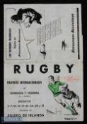 Rare 1952 Argentina v Ireland Rugby Programme: Much in demand of late, the issue for the first test,