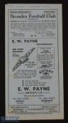 1952/53 Bromley v Edinburgh Spartan friendly match programme April 1953; fixture on front, score