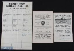 1949/50 Grimsby Town v Leicester City Div. 2 match programme 5 November 1949 plus Grimsby Town teams