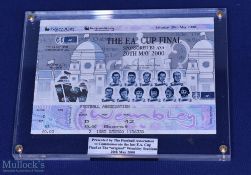 The FAC final Chelsea v Aston Villa 20 May 2000 match ticket in glazed surround size 160mm 130mm