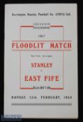 1953/54 Accrington Stanley v East Fife football programme floodlight opening 15 Feb, no staples,