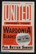 1946/47 Sheffield Utd v Grimsby Town Div. 1 match programme 14 September 1946; slight crease, o/wise